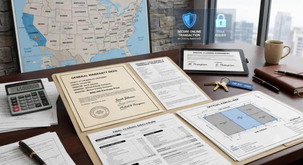 Detailed pictutre of signed property closing documents- Can I Sell My Land to Another State? 3