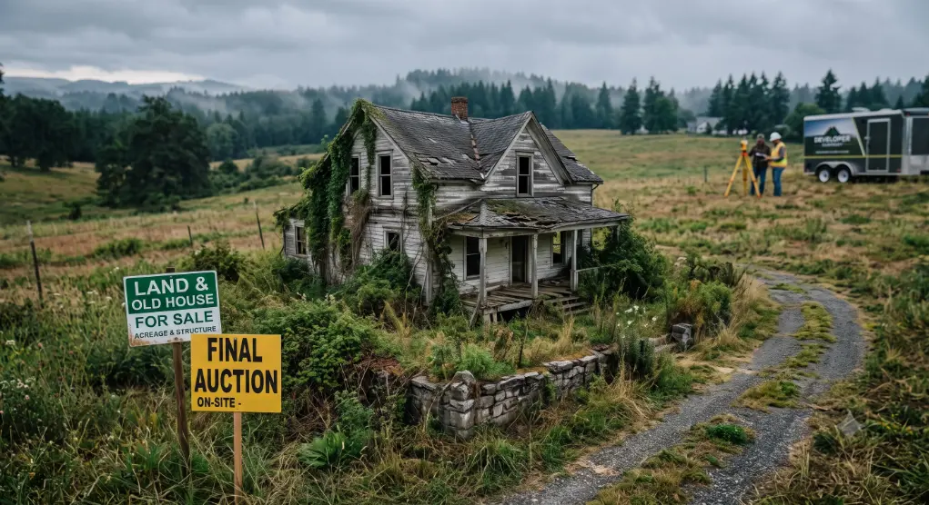 Abandoned rural house with For Sale signs-How Do I Sell My Land to a Developer? 2
