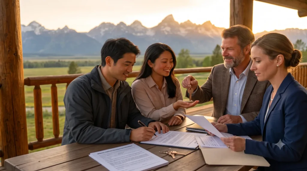 Happy land owner handover the property to the buyer-Can I Sell My Land to Travellers? 3