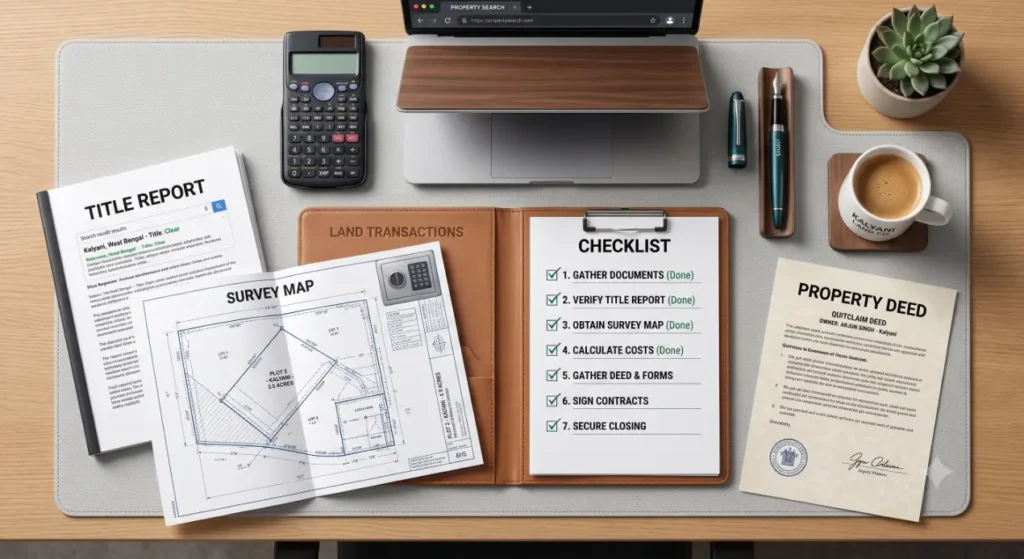 A desk organized for land transactions-Do I Need a Title Company to Sell My Land?2