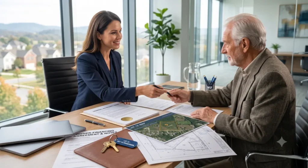 Agent and owner shake on financing deal-Do I Need a Title Company to Sell My Land? 1