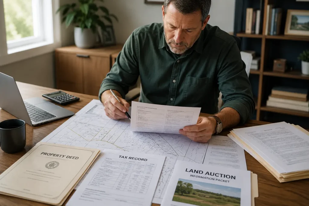 Landowner reviewing property documents-Sell My Land at Auction 2