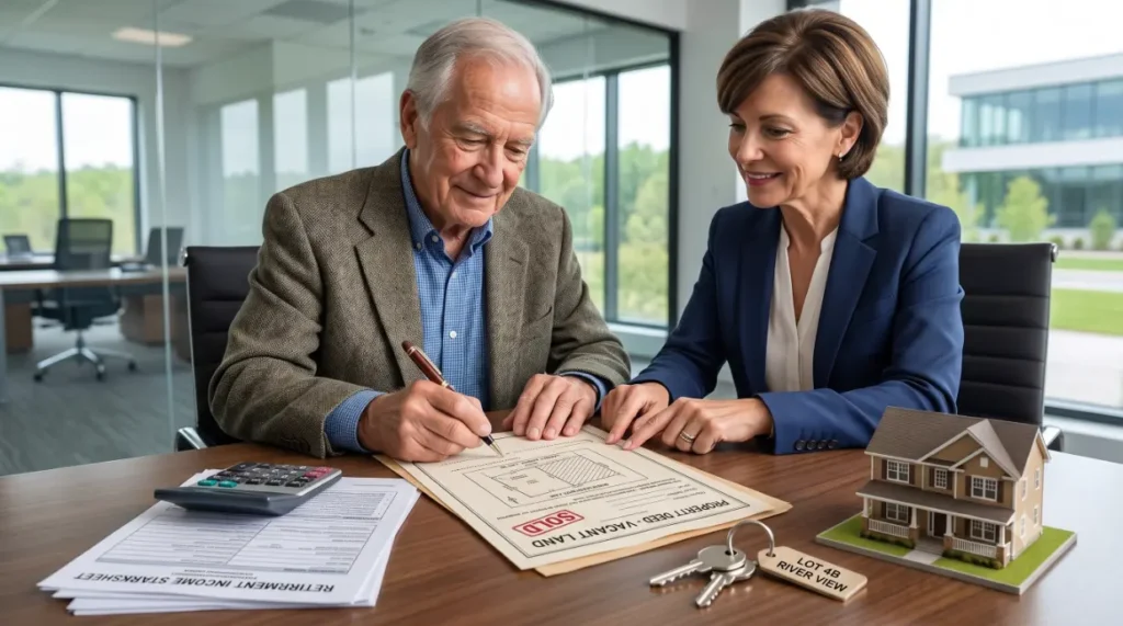 Man signs land deed with agent-What Paperwork Do I Need to Sell My Land? 2