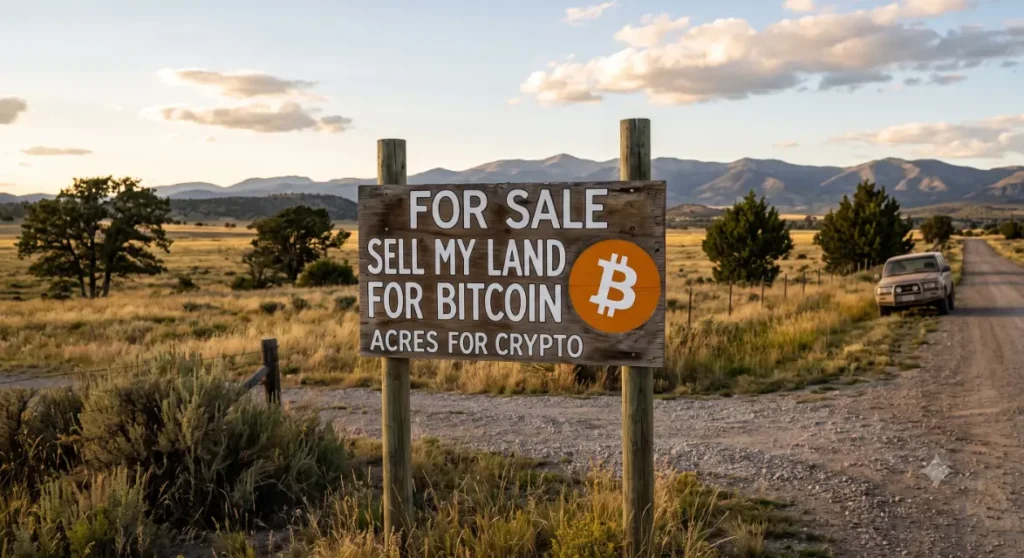 Sell My Land for Bitcoin on rustic sign-How to Sell My Land for Bitcoin? 3