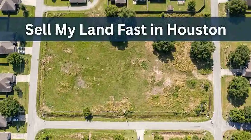 An aerial drone view of a vacant flat suburban land parcel in Houston - sell my land fast in Houston - 1