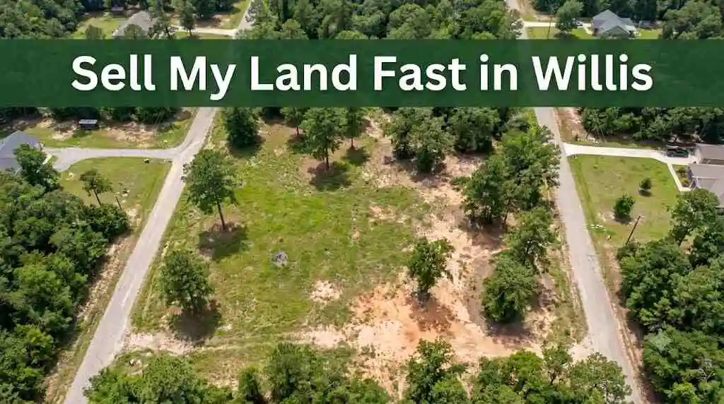 aerial-drone-view-of-undeveloped-vacant-land-in-texas - Sell My Land Fast in Willis - 1